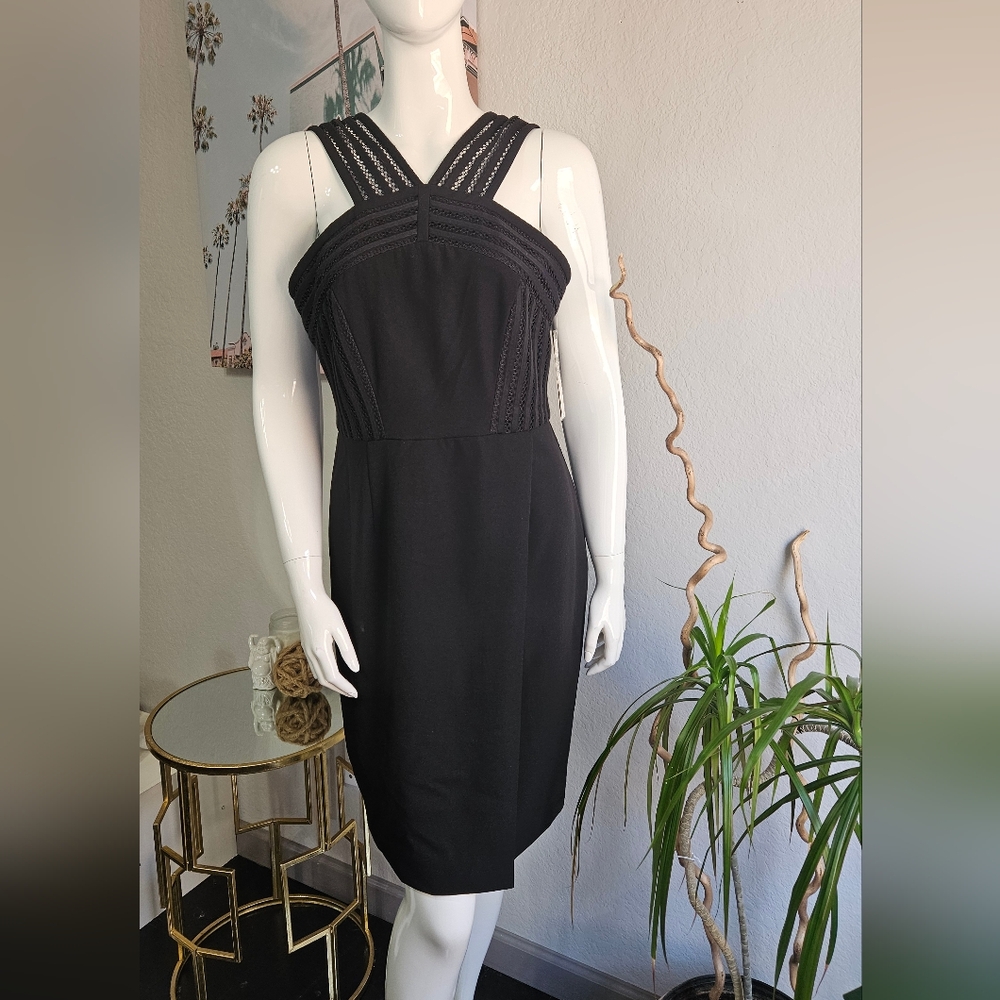 Tahari LBD Woven Halter Top Pencil Dress NWT
